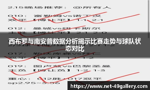 西布罗与南安普数据分析揭示比赛走势与球队状态对比